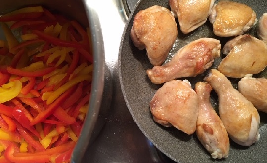 Pollo con i Peperoni alla Romana – Zubereitungsschritte